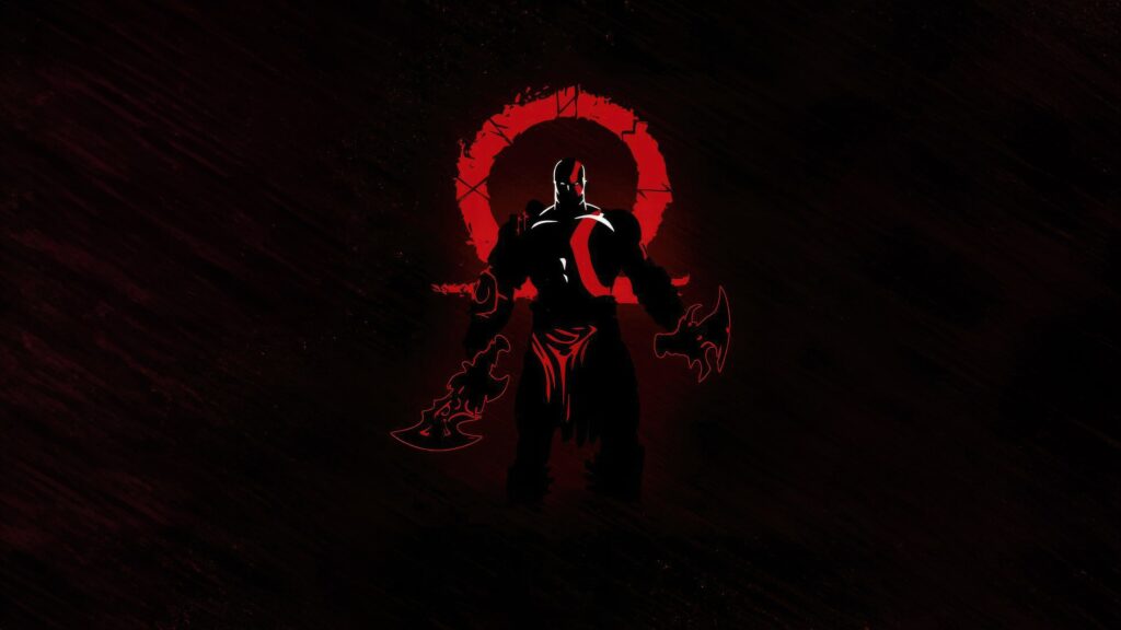 Kratos God of War Minimalist Silhouette Dark Red 4K Desktop Wallpaper