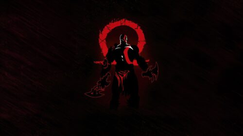 Kratos God of War Minimalist Silhouette Dark Red 4K Desktop Wallpaper