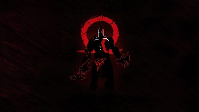 Kratos God of War Minimalist Silhouette Dark Red 4K Desktop Wallpaper