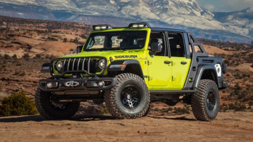 Neon Green Off-Road Jeep Gladiator Truck Desktop Wallpaper