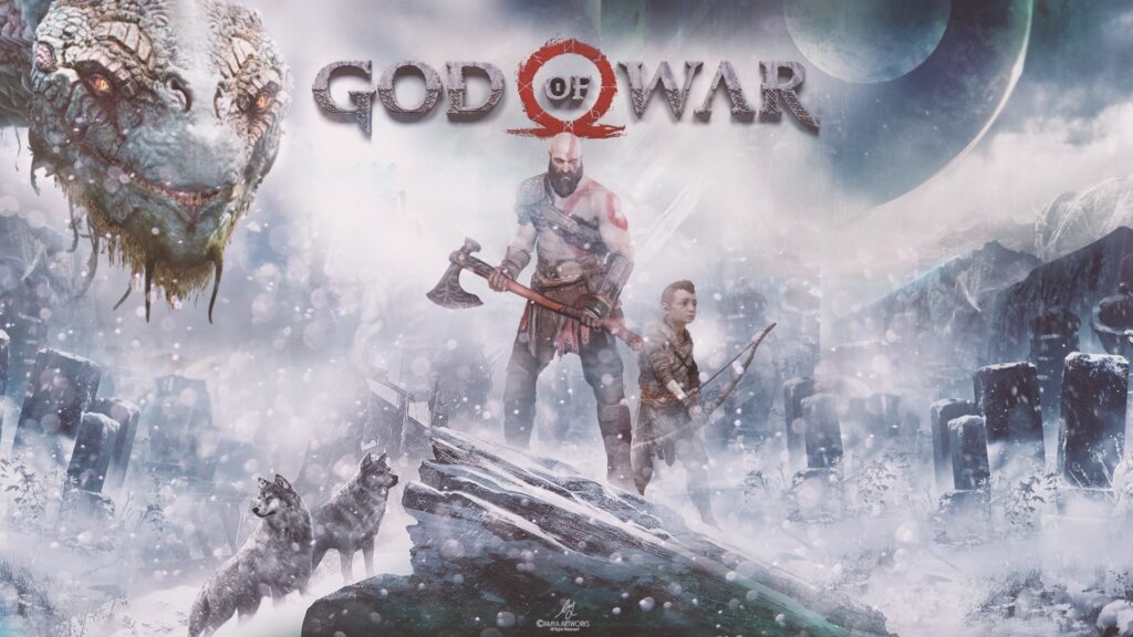 God of War Kratos and Atreus Snowy Landscape 4K Wallpaper