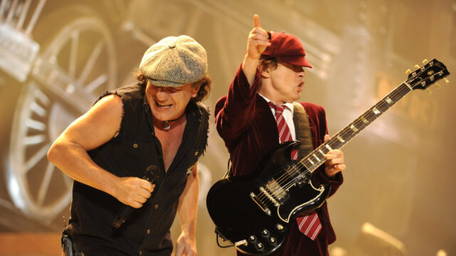 AC/DC Brian Johnson and Angus Young Concert Desktop Wallpaper