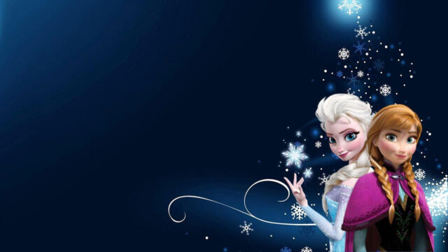 Elsa and Anna Frozen Sisters Blue Winter 4K Desktop Wallpaper