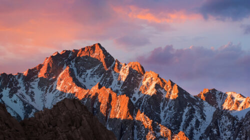 Golden Hour Peak Snow-Capped Mountain Desktop Wallpaper