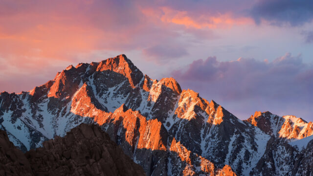 Golden Hour Peak Snow-Capped Mountain Desktop Wallpaper