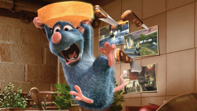 Remy Ratatouille Running from Knives Desktop Wallpaper