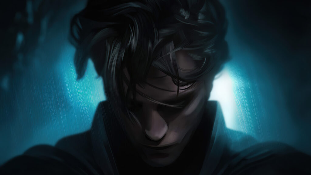 Melancholic Cinematic Male Portrait Desktop Wallpaper