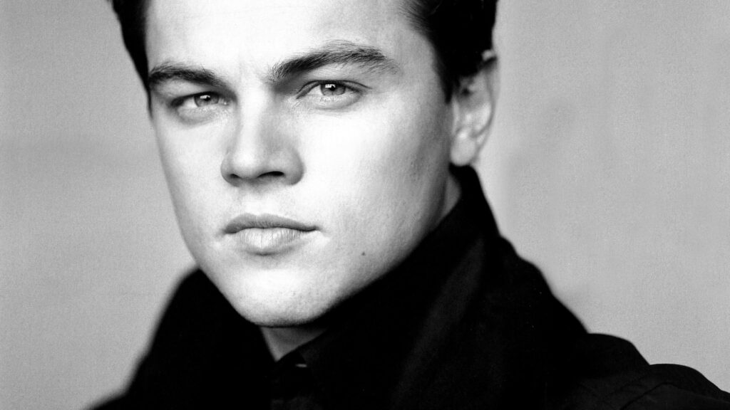 Leonardo DiCaprio Black and White Portrait Desktop Wallpaper