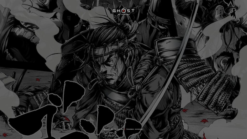 Ghost of Tsushima Samurai Action Manga Style Desktop Wallpaper