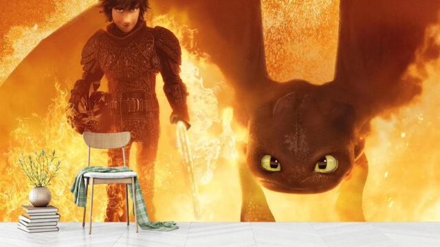 Hiccup and Toothless Fire Background Desktop Wallpaper