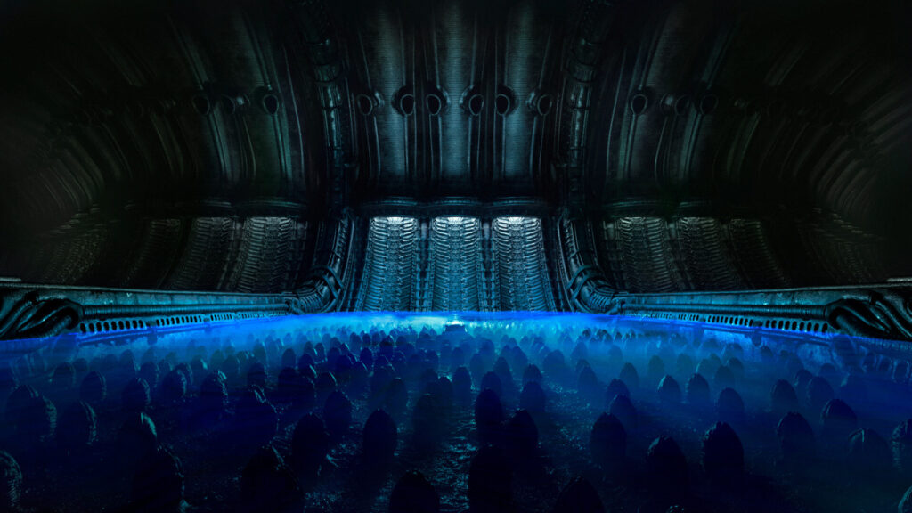 Alien Xenomorph Egg Chamber Dark Sci-Fi Desktop Wallpaper