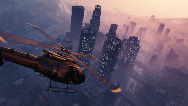 Grand Theft Auto V Helicopter City View Desktop Wallpaper