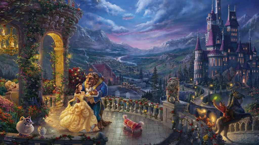 Beauty and the Beast Enchanted Castle Scene 4K Wallpaper
