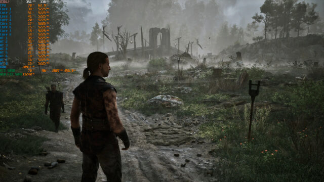 Gothic Remake Scene with Character and Ruins 4K Wallpaper