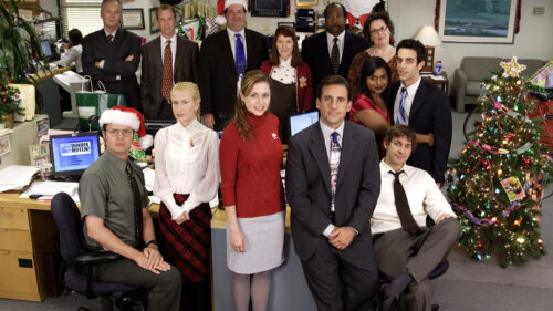 The Office TV Series Cast Group Pose Desktop Wallpaper