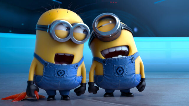 Two Cheerful Minions Laughing Together 4K Desktop Wallpaper