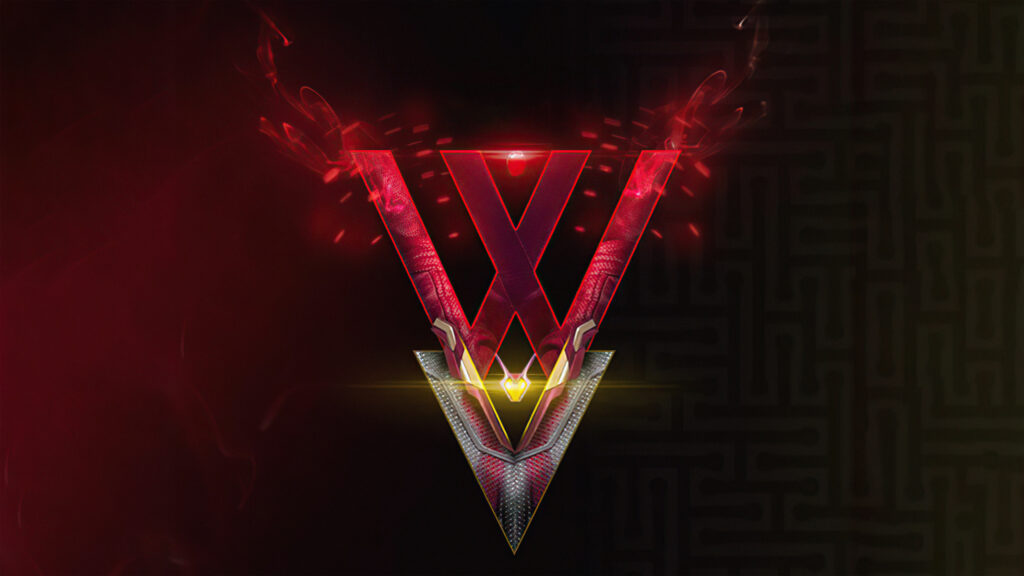 Red and Gold Geometric Logo 4K Desktop Wallpaper
