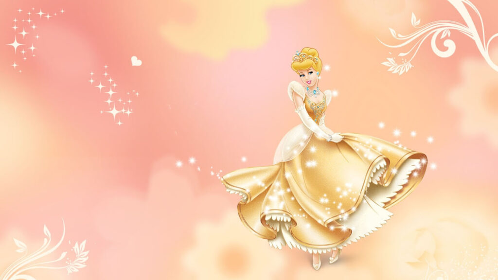 Golden Princess in a Sparkly Dress Fantasy Desktop Wallpaper