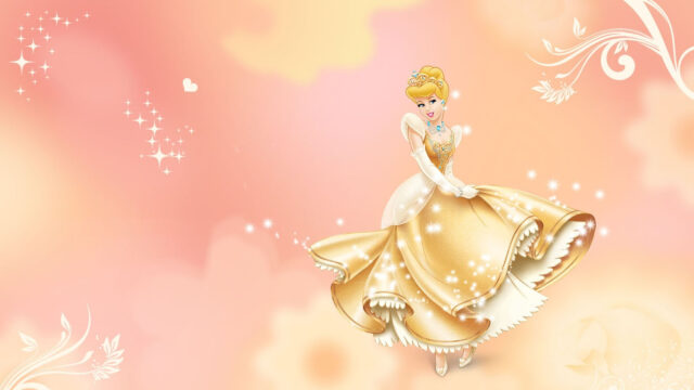Golden Princess in a Sparkly Dress Fantasy Desktop Wallpaper