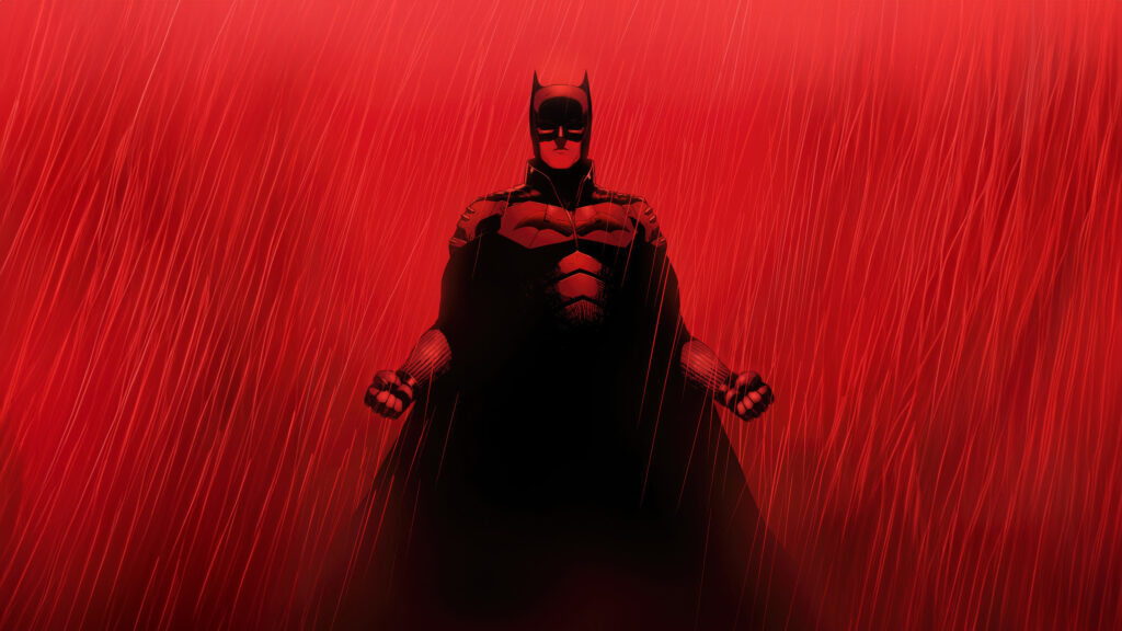 The Batman Minimalist Red Rain 4K Desktop Wallpaper