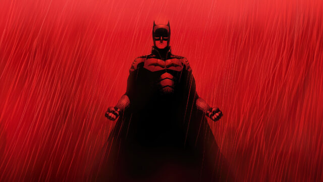 The Batman Minimalist Red Rain 4K Desktop Wallpaper