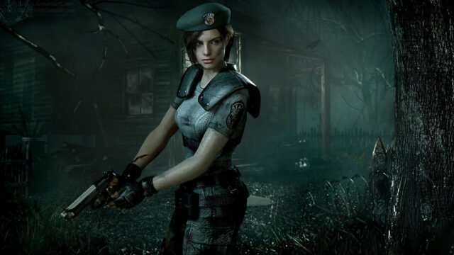 Jill Valentine Resident Evil Dark Forest Desktop Wallpaper