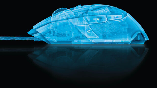 Blue X-Ray Gaming Mouse Abstract 4K Desktop Wallpaper