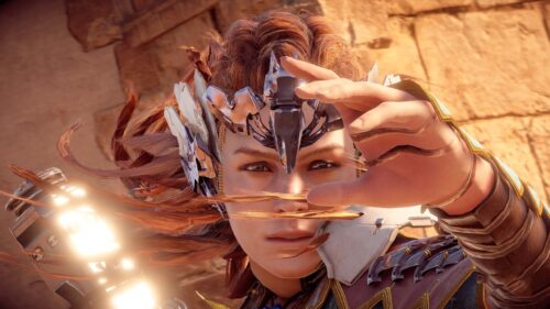 Close-up Portrait of Aloy from Horizon Forbidden West Desktop Wallpaper