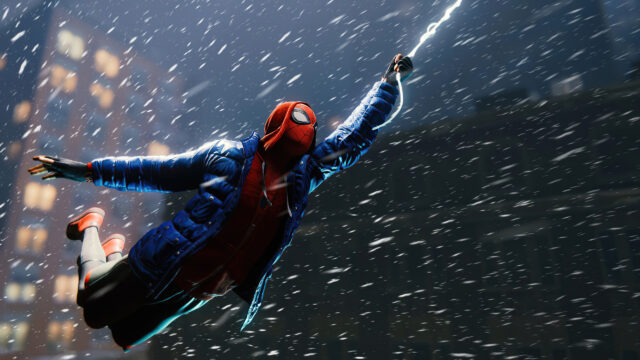 Spider-Man Winter Flight 4K Desktop Wallpaper