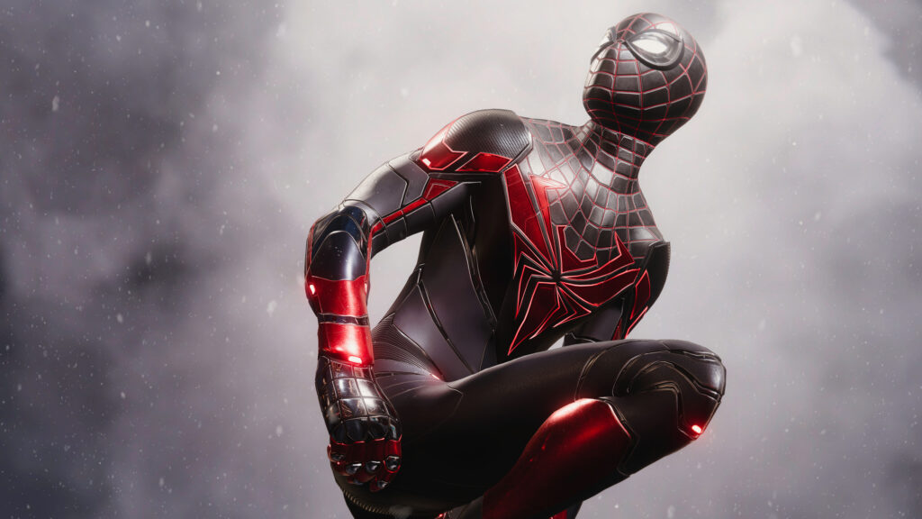 Spider-Man Red and Black Tech Suit 4K Desktop Wallpaper