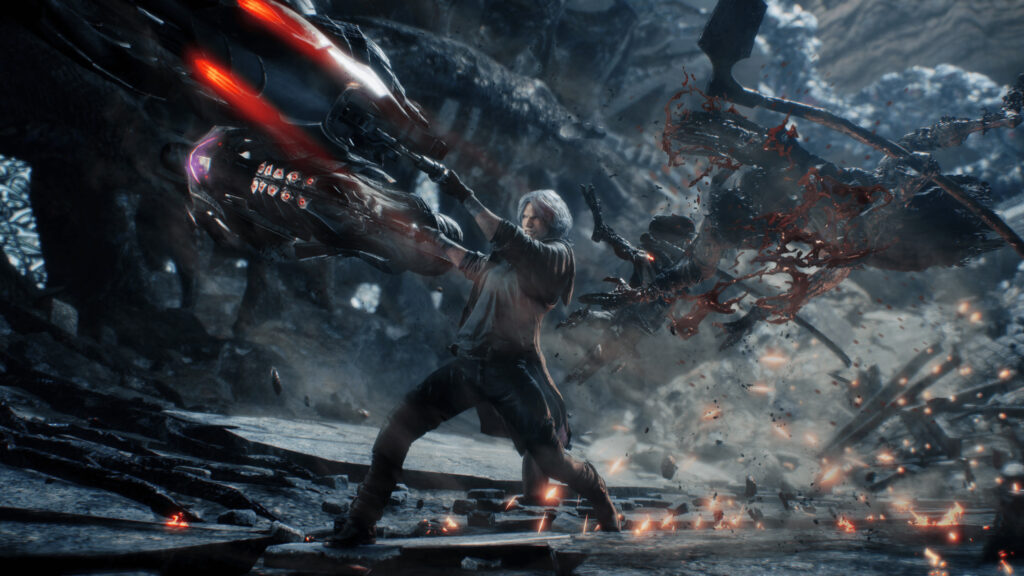 Dante Battling Demons in Devil May Cry 5 PC Wallpaper