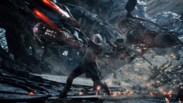 Dante Battling Demons in Devil May Cry 5 PC Wallpaper