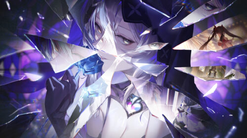 Black Swan Shattered Glass Abstract Anime 4K Wallpaper