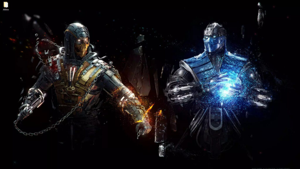Mortal Kombat Cyber Ninja Scorpion and Sub-Zero Desktop Wallpaper