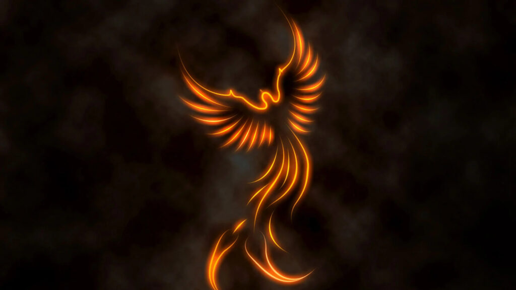 Fiery Minimalist Phoenix Abstract Artistic Desktop Wallpaper