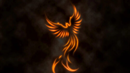 Fiery Minimalist Phoenix Abstract Artistic Desktop Wallpaper