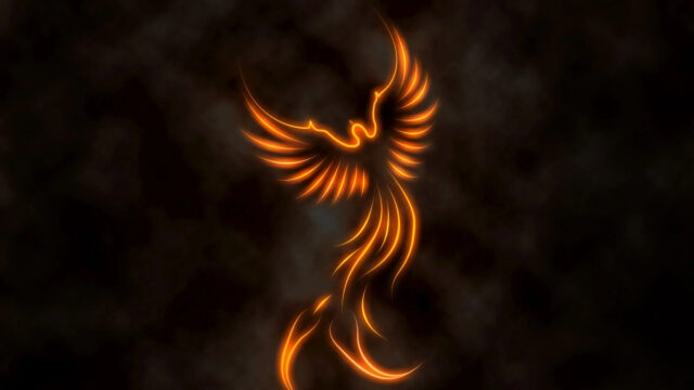 Fiery Minimalist Phoenix Abstract Artistic Desktop Wallpaper