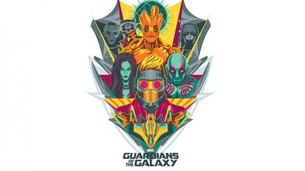 Guardians of the Galaxy Stylized Vector Art Desktop Wallpaper