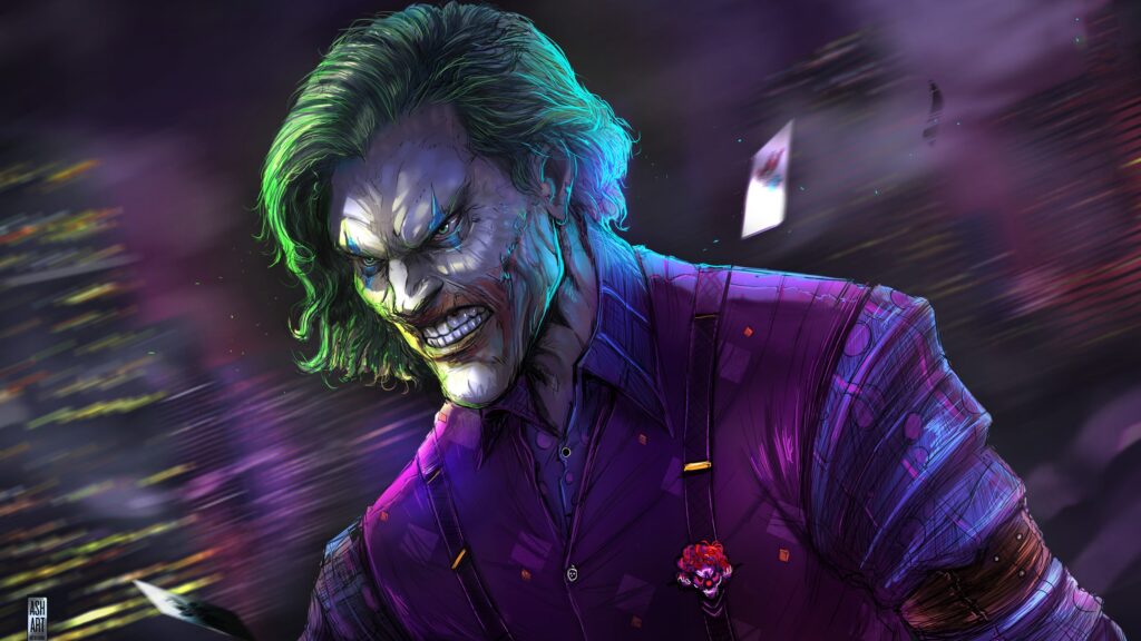 Menacing Joker Grin Digital Art 4K Desktop Wallpaper