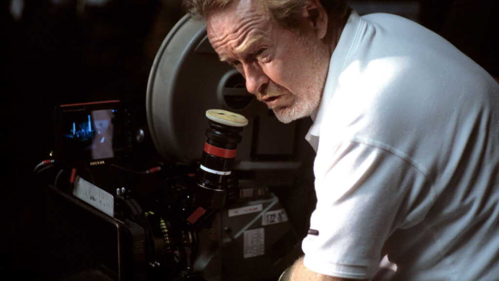 Cinematic Visionary Ridley Scott at Work Desktop Wallpaper