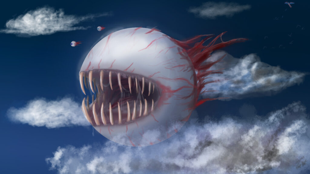 Giant Eyeball Monster in the Sky 4K Desktop Wallpaper