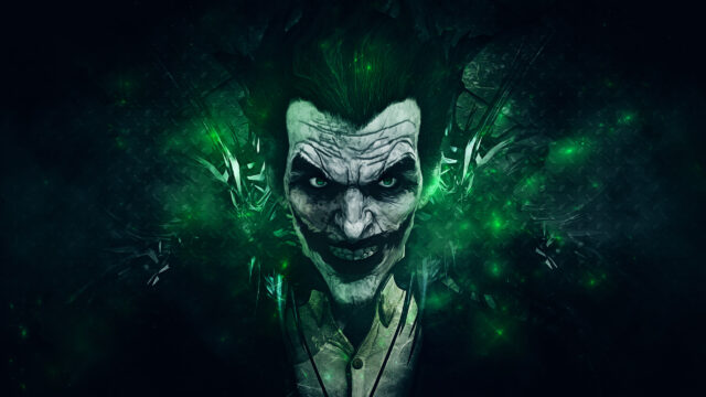 The Joker Grinning Dark Green 4K Desktop Wallpaper