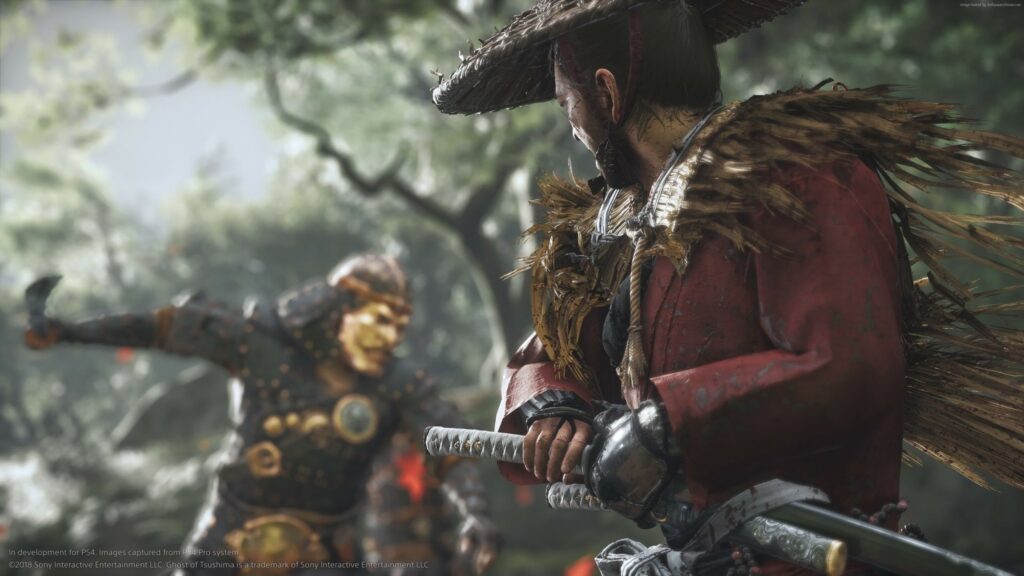 Ghost of Tsushima Samurai Battle 4K Desktop Wallpaper