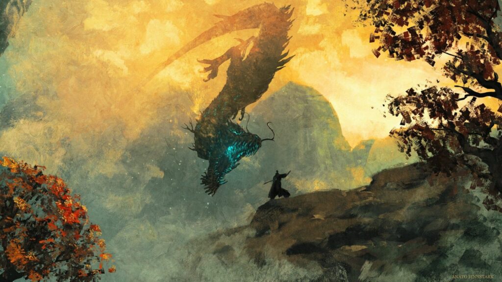 Majestic Dragon Confrontation Fantasy Art 4K Wallpaper