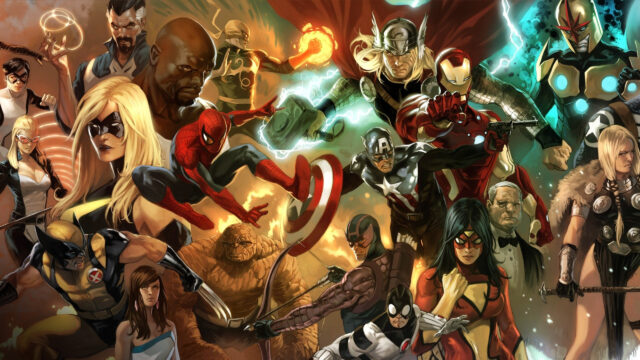 Marvel Comics Heroes Dynamic Battle Desktop Wallpaper