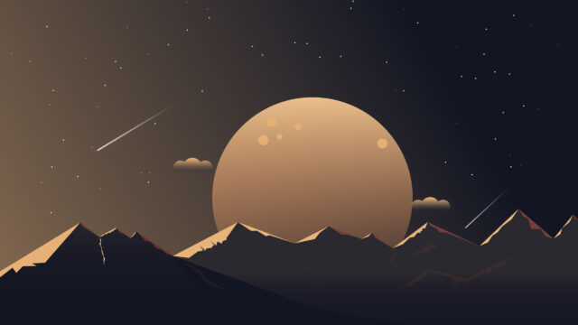 Minimalist Night Mountain Landscape Desktop Wallpaper
