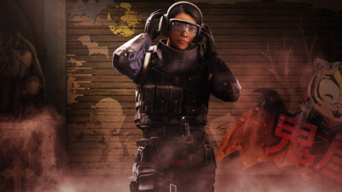 Tactical Female Soldier Halloween Night Desktop Wallpaper