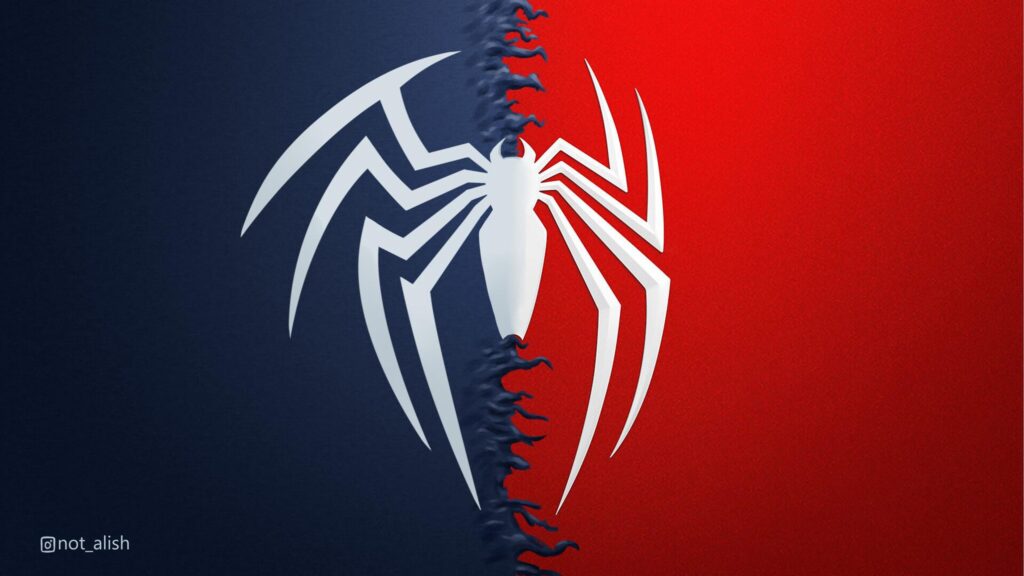 Minimalist Venom Symbiote Spider-Man Split Desktop Wallpaper