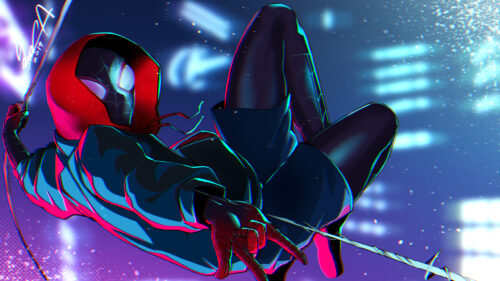 Miles Morales Neon Hoodie Aesthetic Digital Art Desktop Wallpaper
