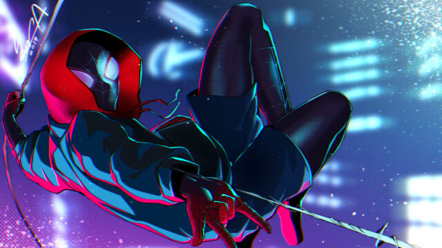 Miles Morales Neon Hoodie Aesthetic Digital Art Desktop Wallpaper